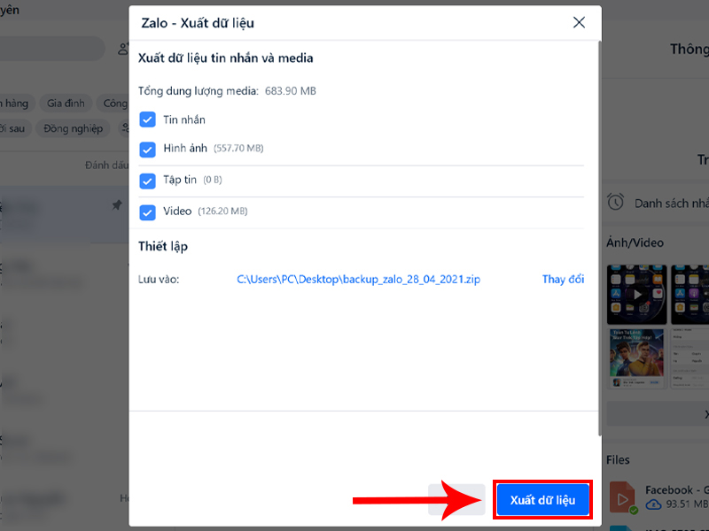 Cách sao lưu tin nhắn Zalo bằng máy tính Cách sao lưu tin nhắn Zalo bằng máy tính
