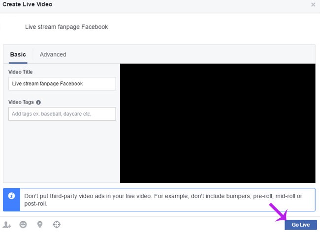 Cách livestream trên fanpage Facebook