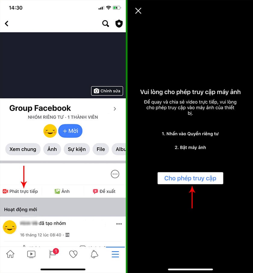 Cách livestream trong group Facebook trên điện thoại