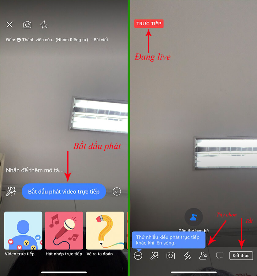 Cách livestream trong group Facebook trên điện thoại
