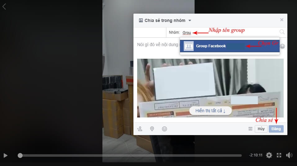 Cách chia sẻ livestream vào nhóm