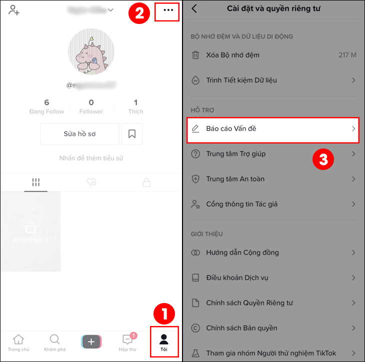 Nhấn dấu 3 chấm để báo cáo lý do livestream