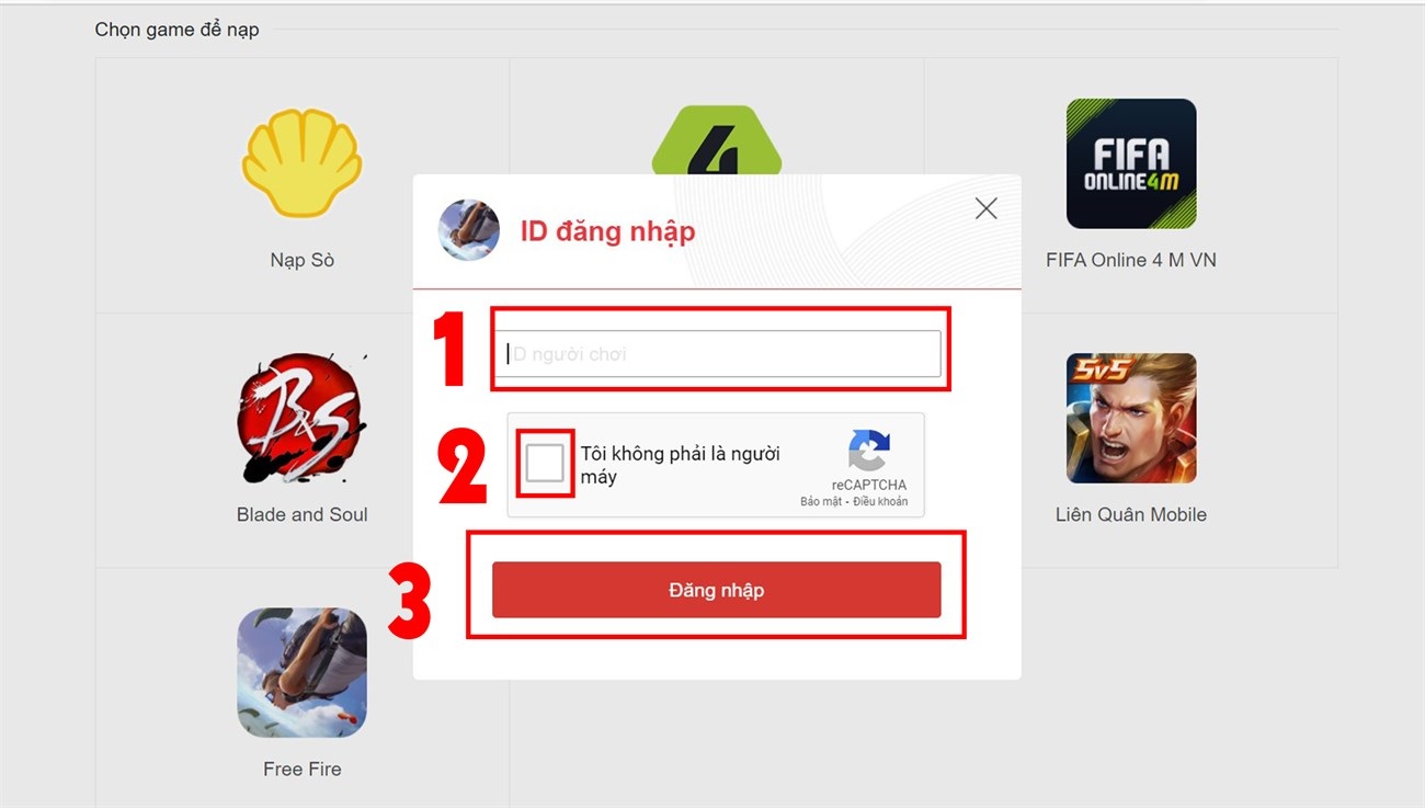 Cách nạp thẻ Garena Free Fire