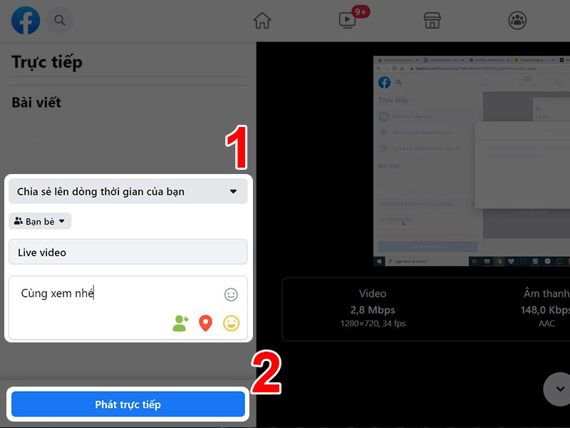 Nhập tiêu đề, nội dung livestream