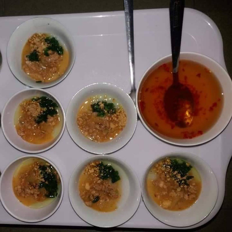 Thành phẩm món bánh bèo chén nước cốt dừa nhân tôm thịt