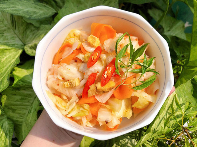 Thành phẩm món kim chi bắp cải chua ngọt