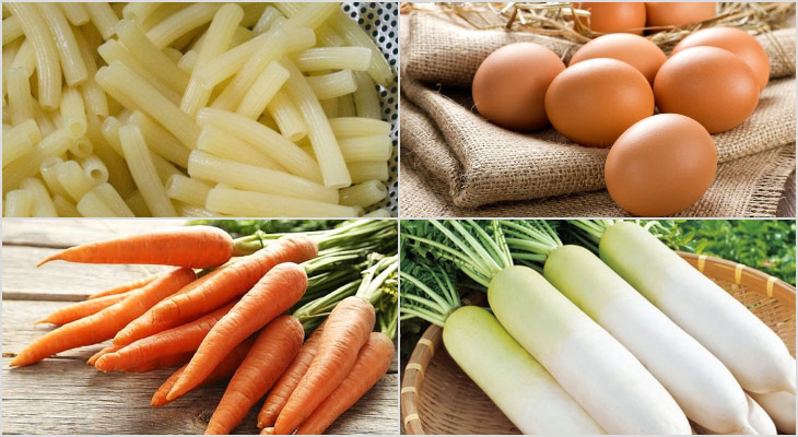 Nguyên liệu làm nui chiên trứng