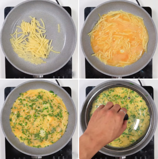 Làm nui chiên trứng