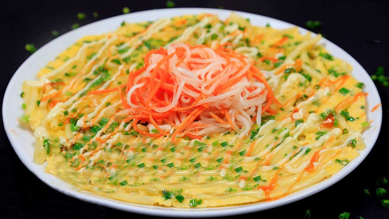 Thành phẩm món nui chiên trứng