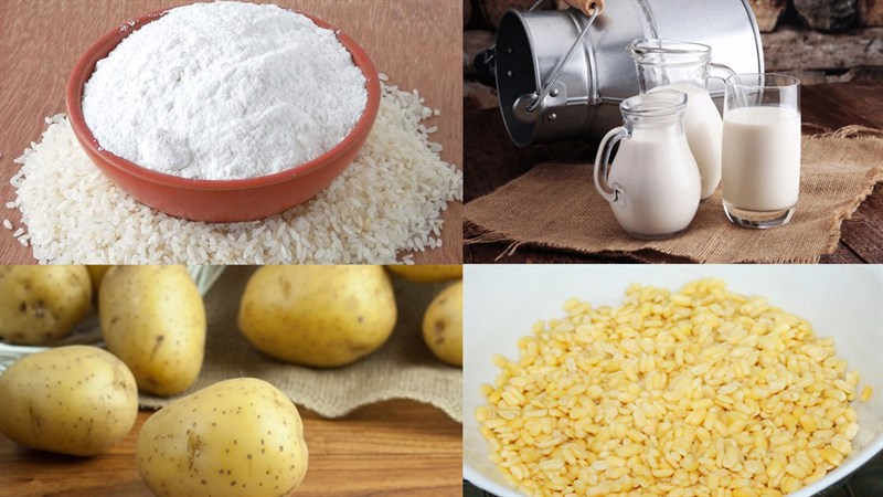 Nguyên liệu làm bánh rán đường bằng bột nếp nhân đậu xanh