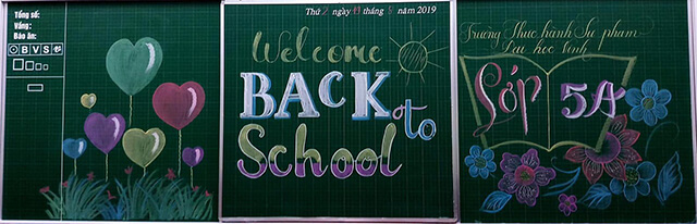 Mẫu trang trí bảng lớp ngày lễ khai giảng