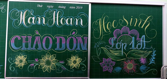 Mẫu trang trí bảng lớp ngày lễ khai giảng