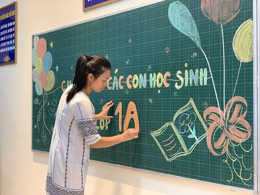 Mẫu trang trí bảng lớp ngày lễ khai giảng