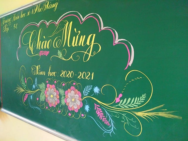 Mẫu trang trí bảng lớp ngày lễ khai giảng