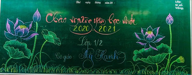 Mẫu trang trí bảng lớp ngày lễ khai giảng