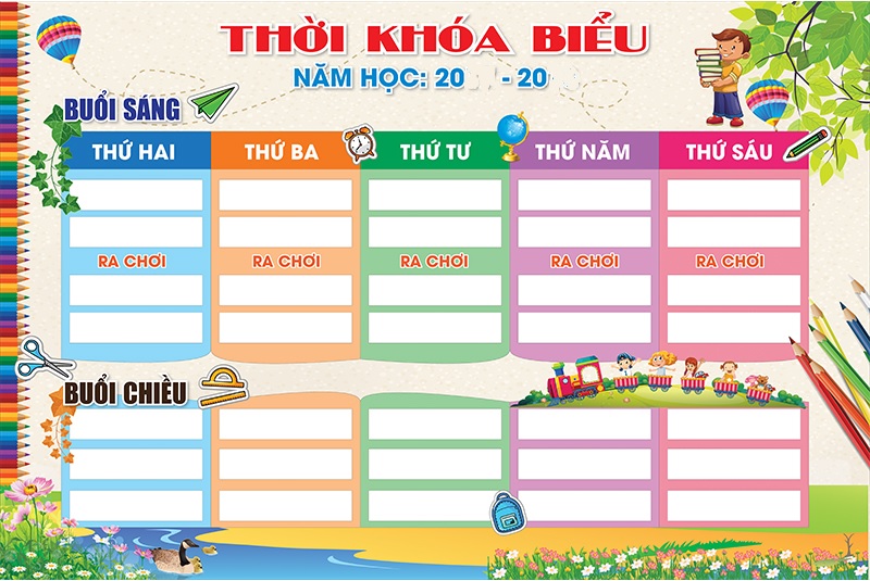 Các mẫu thời khóa biểu tiểu học