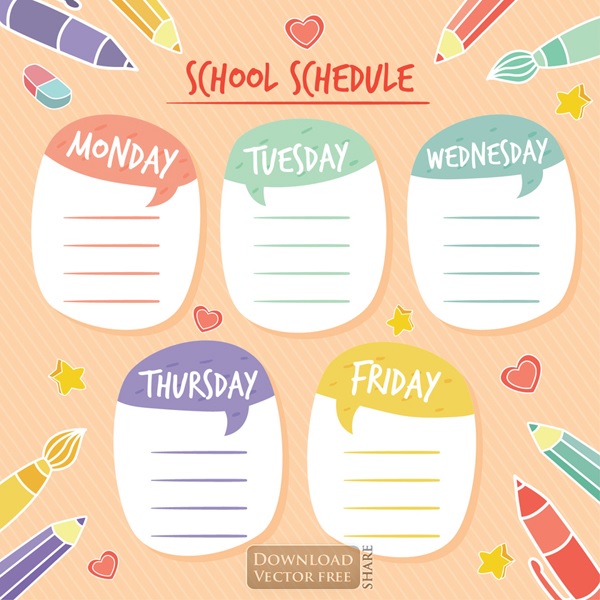 Các mẫu thời khóa biểu tiểu học