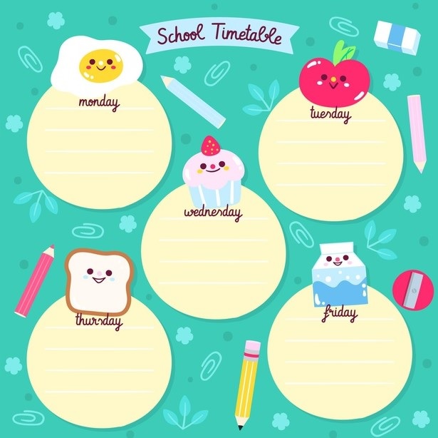 mẫu thời khóa biểu đẹp cấp 2 đẹp Các mẫu thời khóa biểu cute