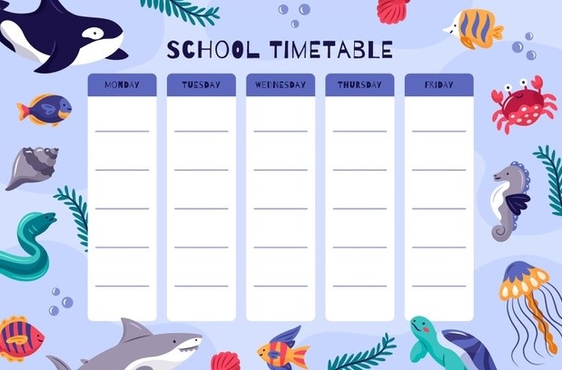 Các mẫu thời khóa biểu cute 