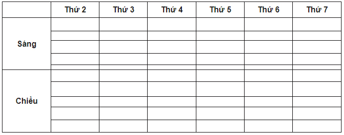 mẫu thời khóa biểu file Excel đẹp 4