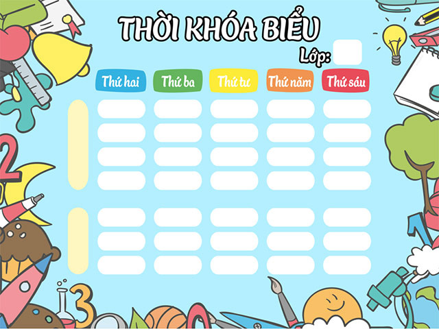 Mẫu thời khóa biểu Word đẹp 2