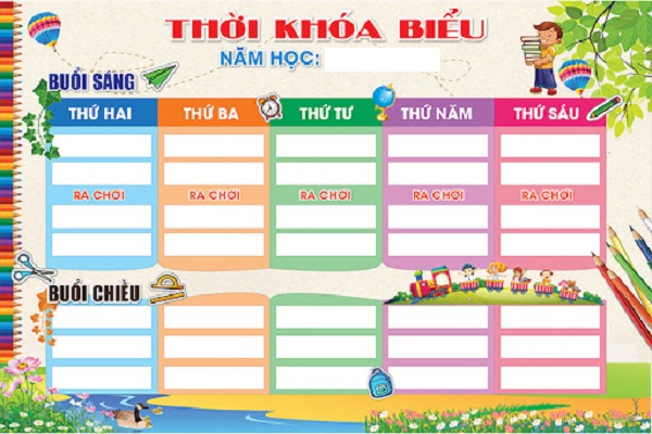 Mẫu thời khóa biểu lớp 5 Mẫu thời khóa biểu lớp 5