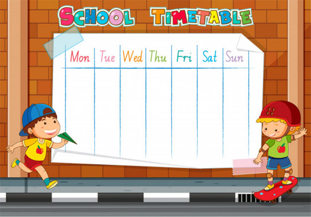 Mẫu trang trí thời khóa biểu Mẫu trang trí thời khóa biểu