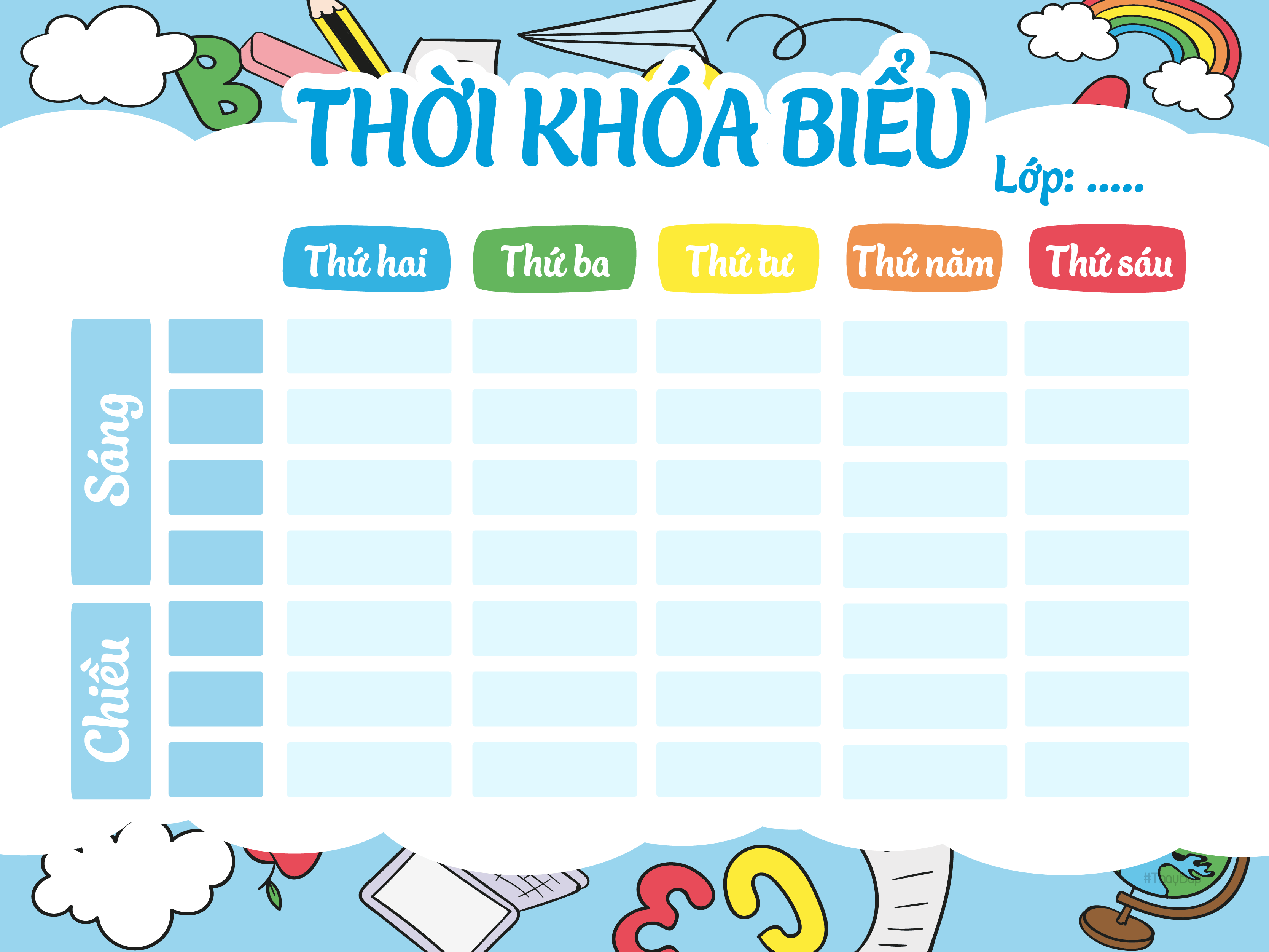 Mẫu thời khóa biểu tiểu học Mẫu thời khóa biểu tiểu học