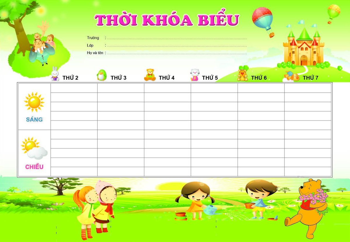 Mẫu thời khóa biểu đẹp cho học sinh tiểu học Mẫu thời khóa biểu đẹp cho học sinh tiểu học
