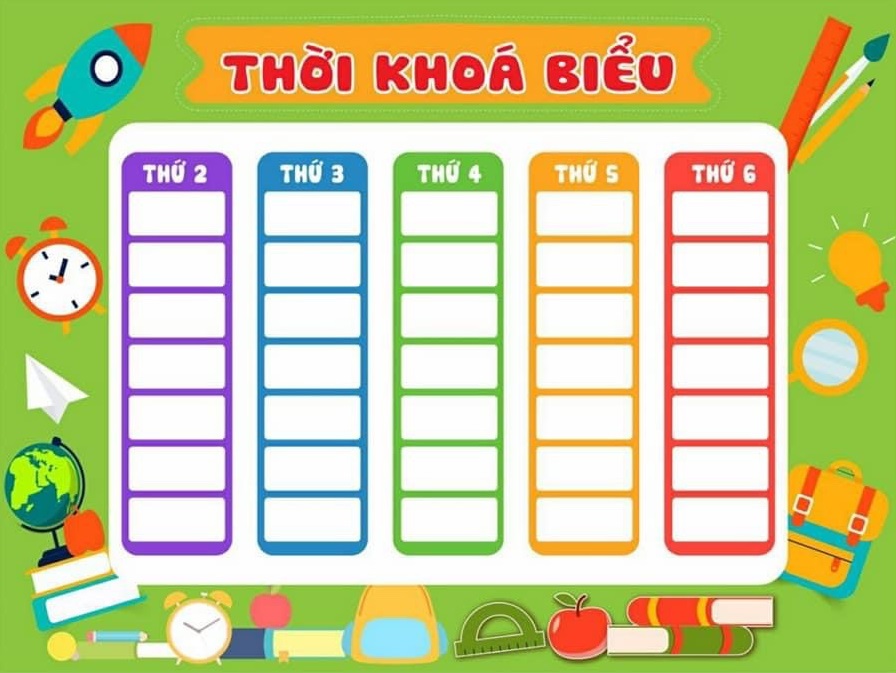 Mẫu thời khóa biểu lớp 2 Mẫu thời khóa biểu lớp 2