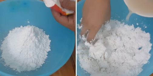 Trộn bột bánh bò Trộn bột bánh bò