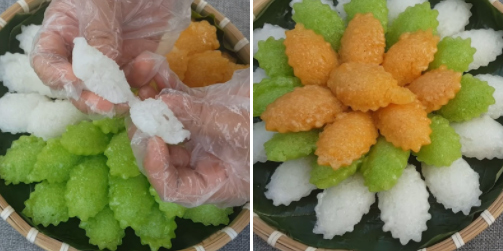 Thành phẩm món bánh bò làm từ bột pha sẵn cực ngon Thành phẩm món bánh bò làm từ bột pha sẵn cực ngon