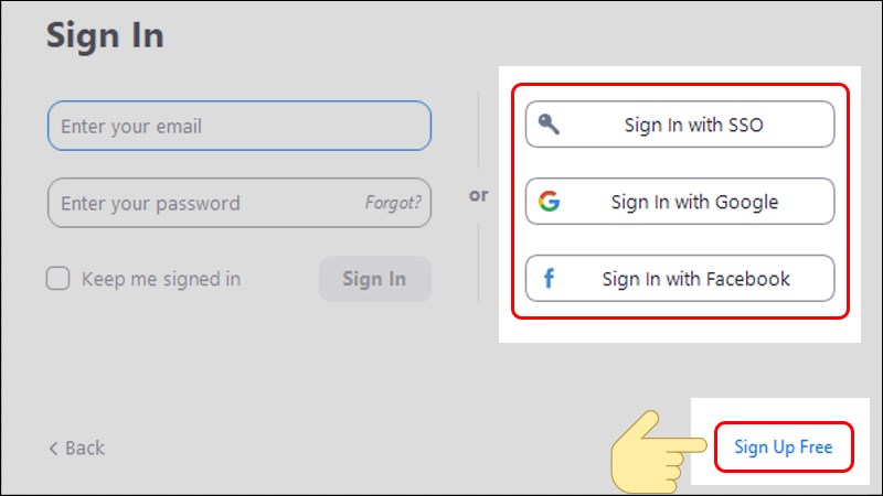 Cách đăng nhập Zoom Cloud Meetings