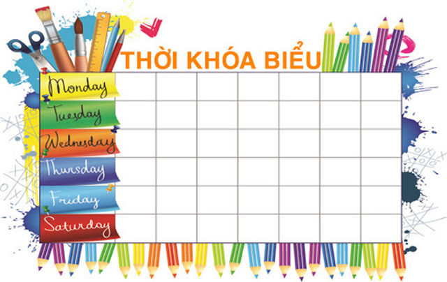 Mẫu vẽ thời khóa biểu
