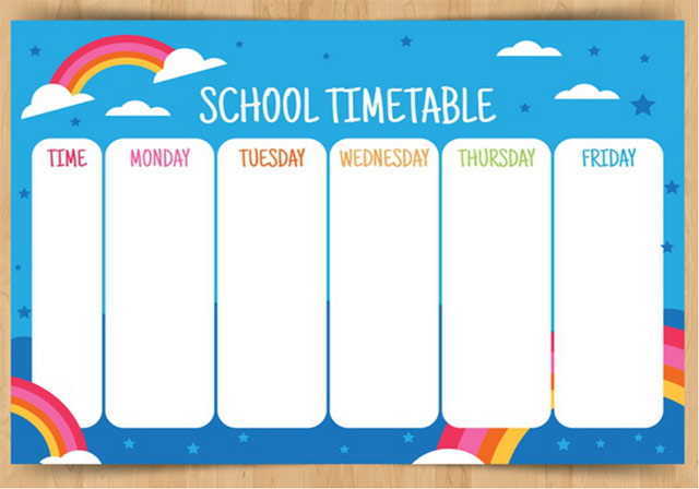 Mẫu thời khóa biểu đơn giản