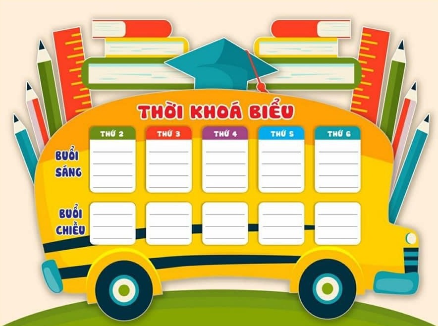 Mẫu thời khóa biểu lớp 6, 7, 8, 9