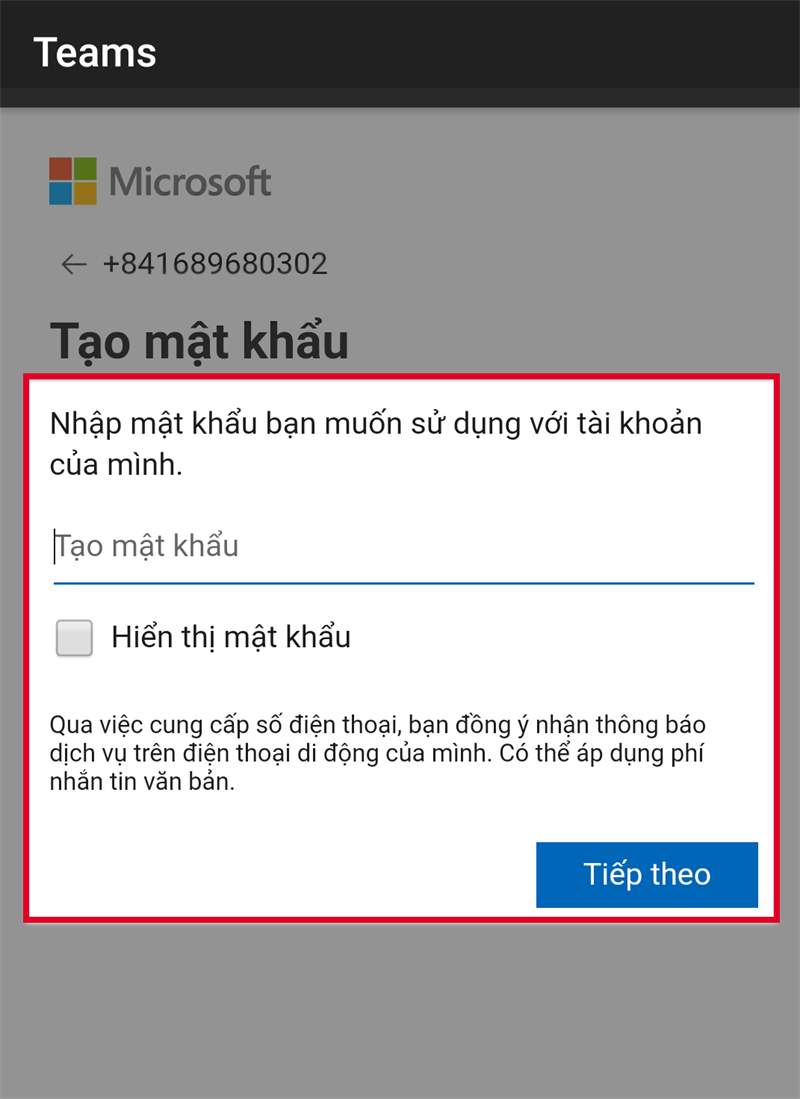 Cách tạo tài khoản Microsoft Teams trên điện thoại