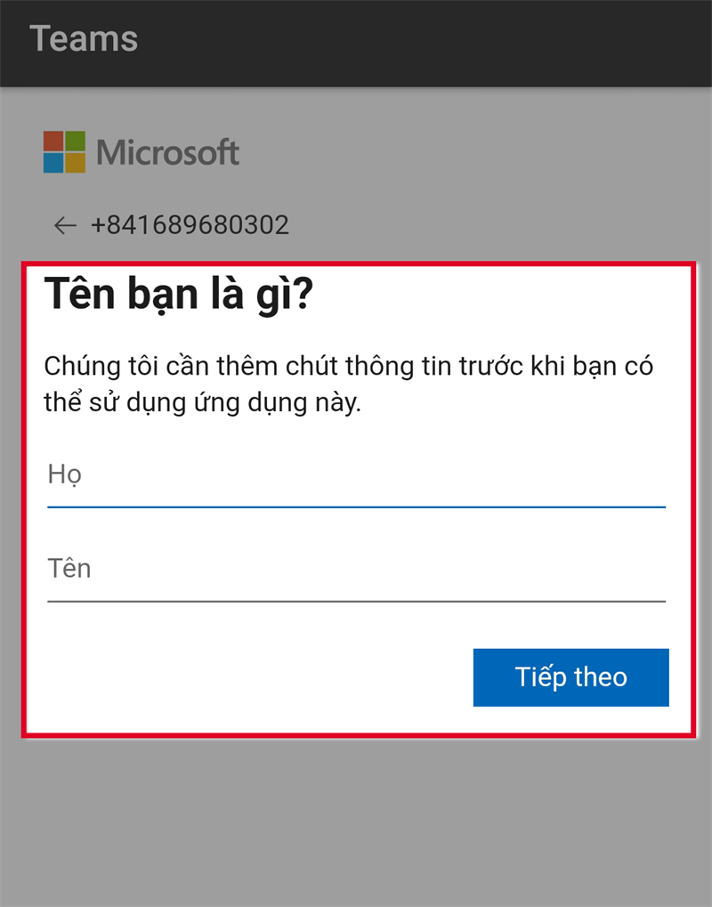 Cách tạo tài khoản Microsoft Teams trên điện thoại