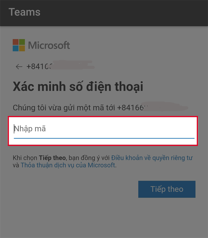 Cách tạo tài khoản Microsoft Teams trên điện thoại