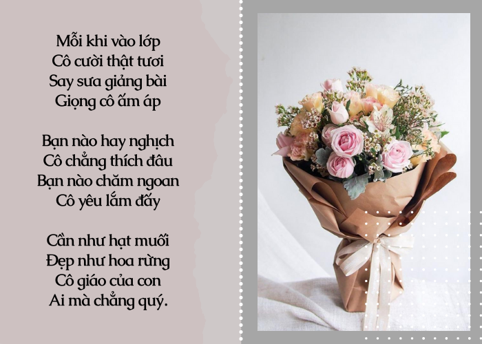 Thơ về 20/10 tặng cô giáo Thiệp tặng cô giáo ngày 20/10