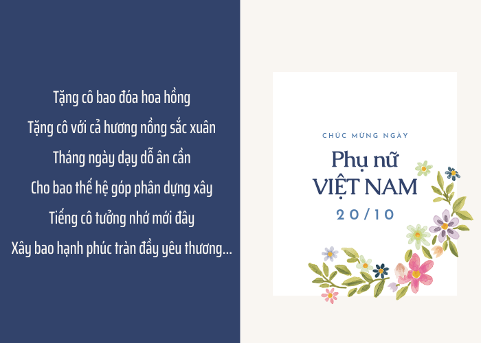 Thiệp tặng cô ngày 20 tháng 10
