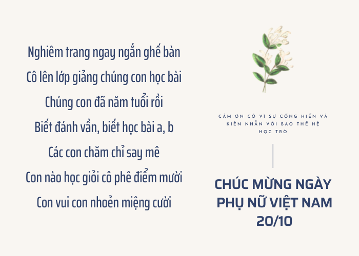 Mẫu thiệp đẹp tặng cô ngày 20/10