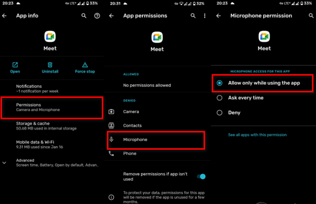Cấp quyền truy cập micro Google Meet trên điện thoại Android Cấp quyền truy cập micro Google Meet trên điện thoại Android