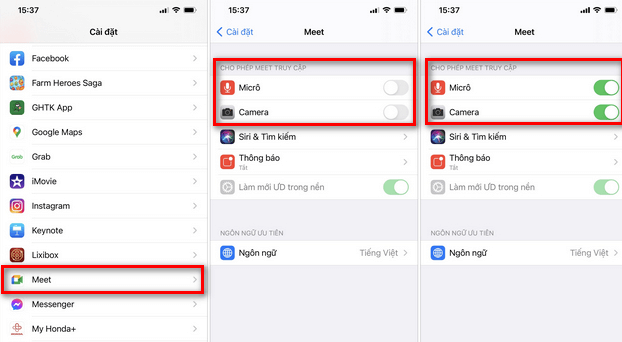 Cấp quyền truy cập micro Google Meet trên điện thoại iPhone Cấp quyền truy cập micro Google Meet trên điện thoại iPhone
