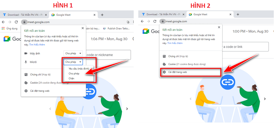 Cấp quyền truy cập micro trên Google Meet Cấp quyền truy cập micro trên Google Meet