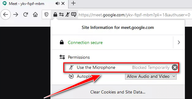 Cấp quyền truy cập micro trên Google Meet với trình duyệt Firefox Cấp quyền truy cập micro trên Google Meet với trình duyệt Firefox