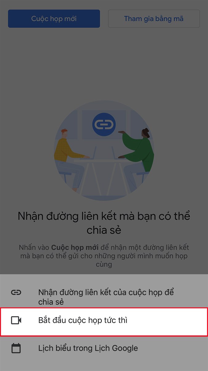 Cách tạo cuộc họp trên Google Meet cho điện thoại Cách tạo cuộc họp trên Google Meet cho điện thoại