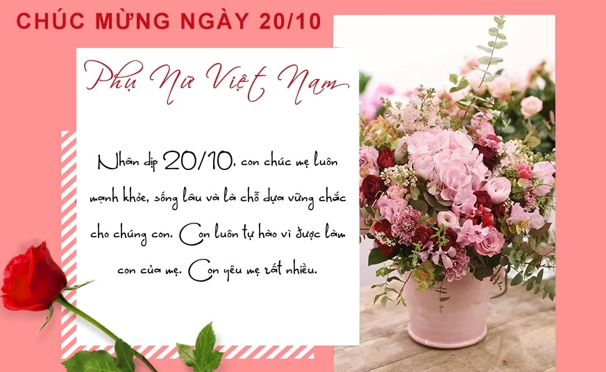 Mẫu thiệp chúc mừng 20/10 cho mẹ