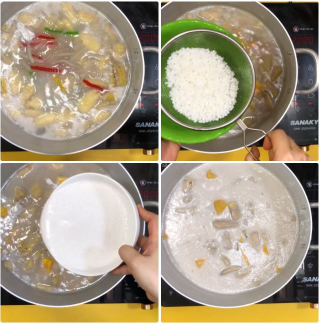 Cách nấu chè chuối bột báng khoai lang