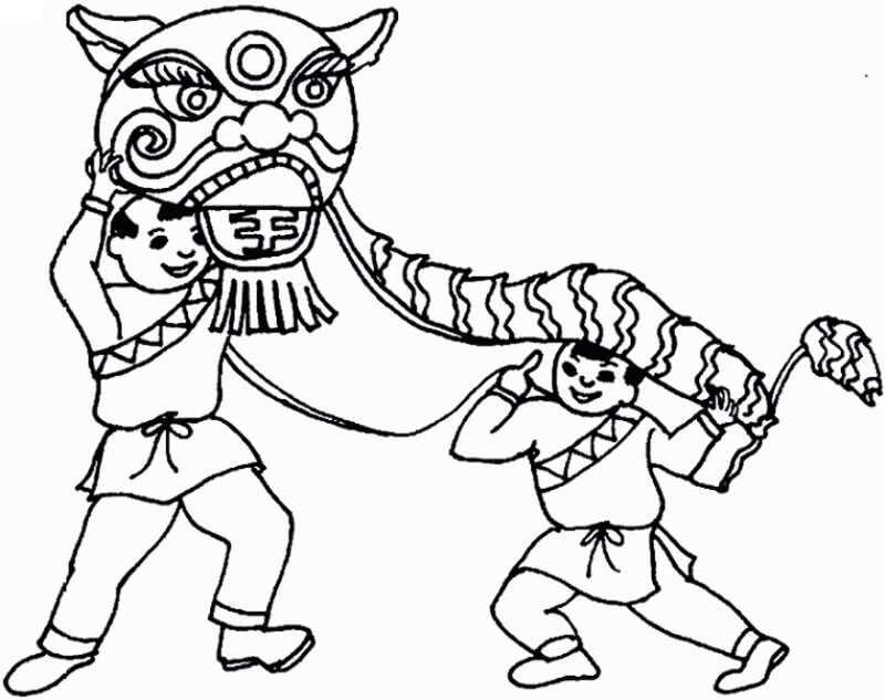 Tranh tô màu Trung Thu múa lân Tranh tô màu Trung Thu múa lân